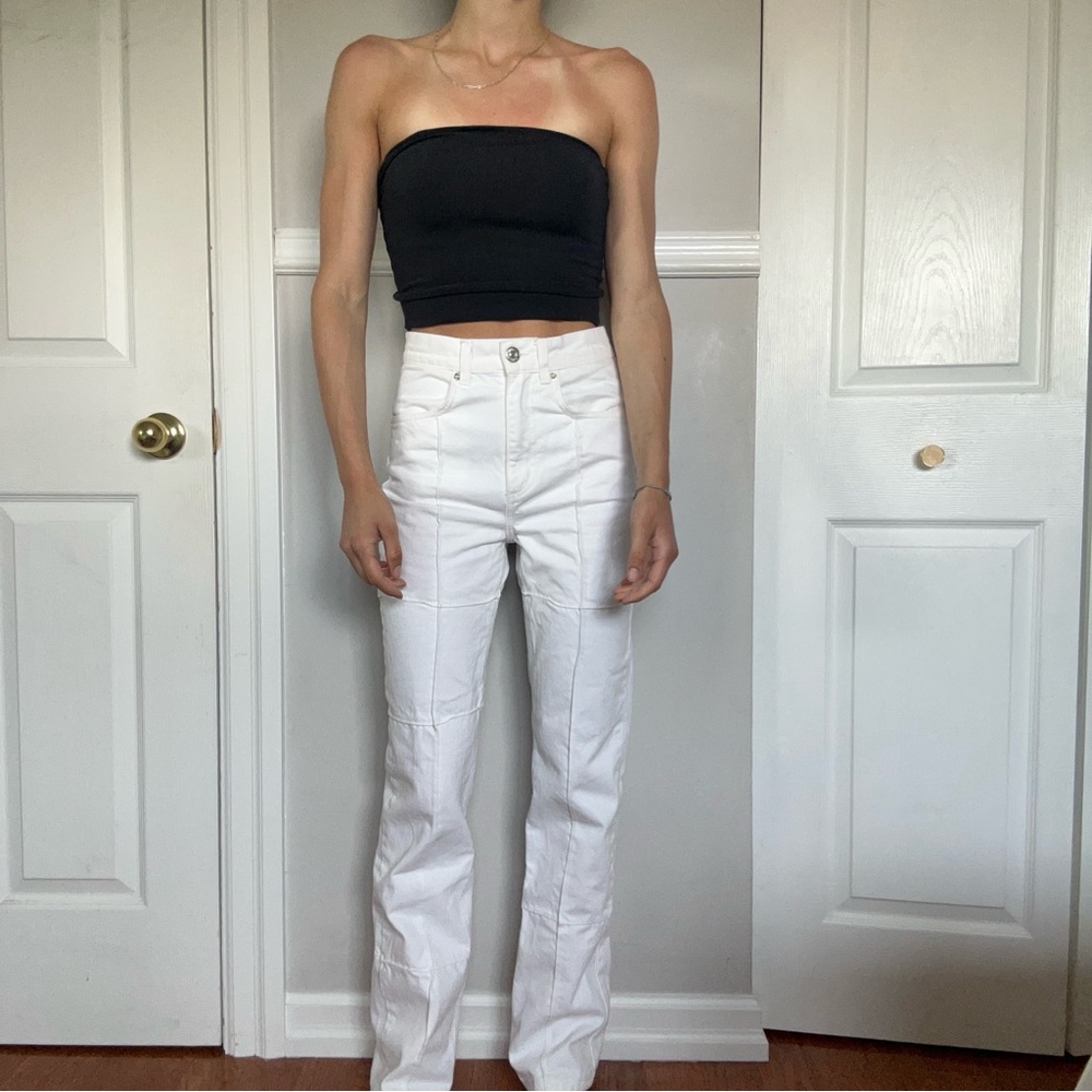 Zara White High-Waisted Jeans